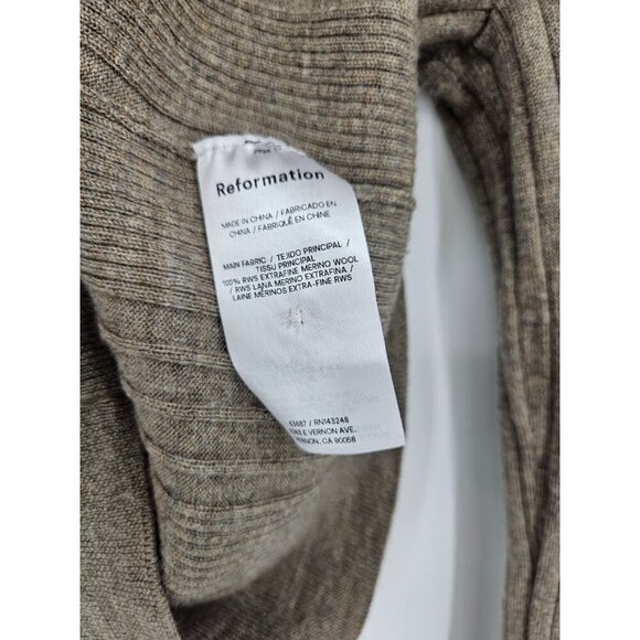 Reformation Hermia Polo Sweater Top Womens M Beige Pullover Rib Knit Merino Wool - Picture 5 of 7